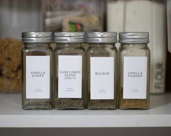 Custom Labels | Minimalist Vinyl Stickers | Pantry Kitchen Storage Spice Jars | Australia