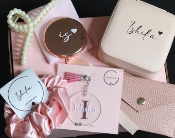 Personalized Gift Box for Her | Custom Keychain, Jewelry Box & Scrunchies