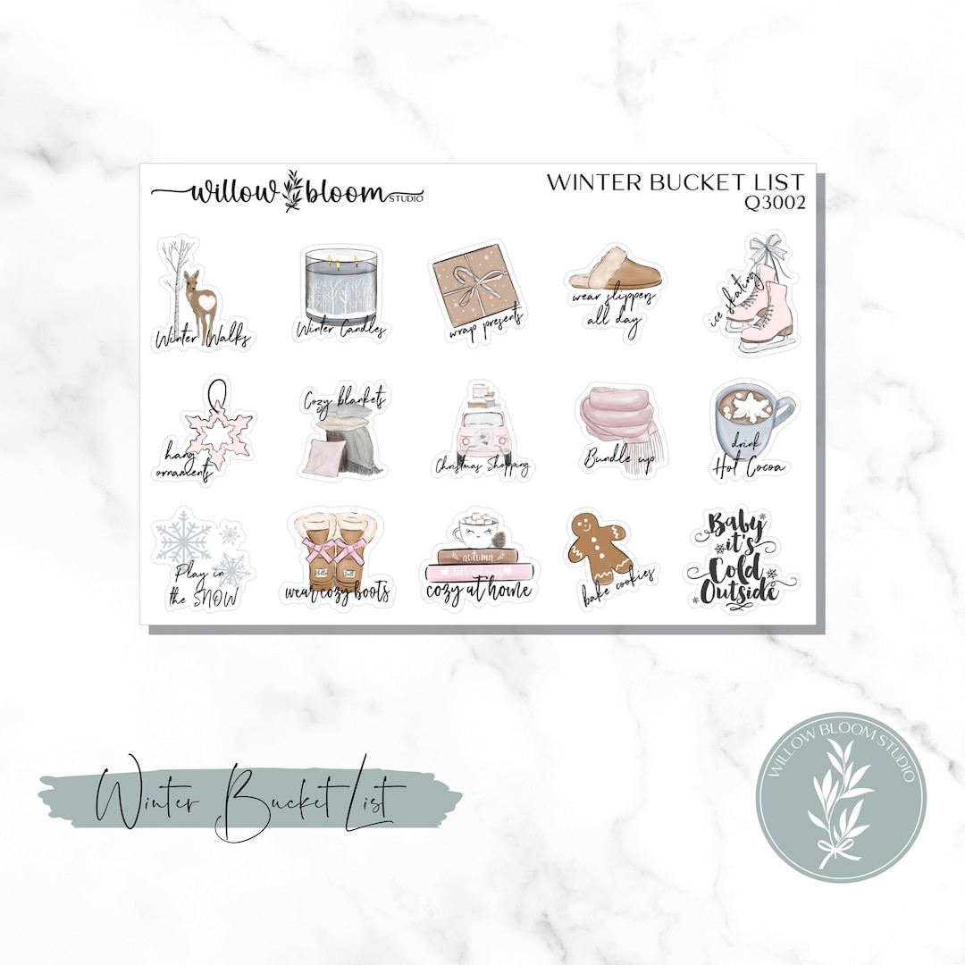 Winter Bucket List Planner Stickers Winter Planner Stickers - Etsy