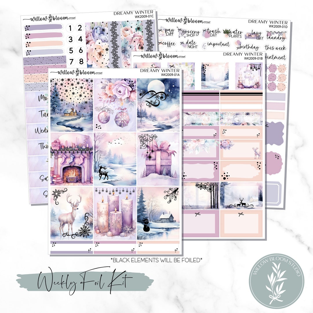 FOIL Weekly Planner Stickers Dreamy Winter Weekly Planner Sticker Kit