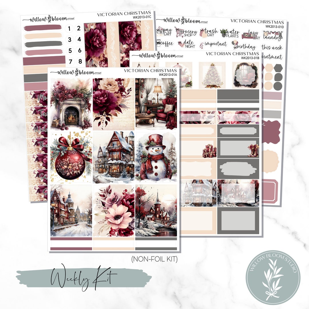 Weekly Planner Stickers Victorian Christmas Weekly Planner Sticker Kit ...