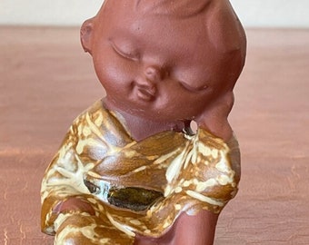 Japanese Clay Bisque Child Figurines Set of 2 Japan Seto