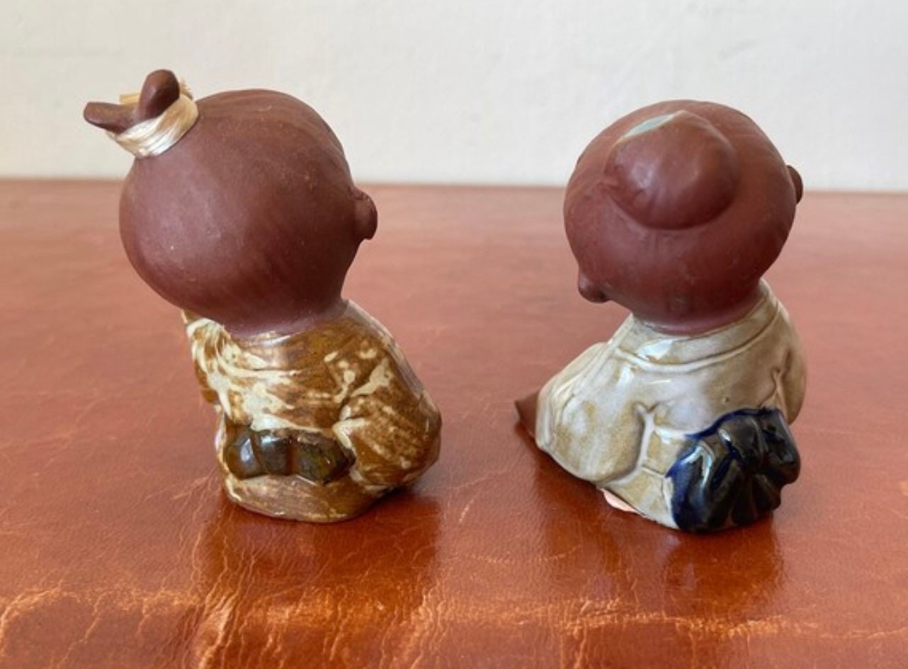 【国内正規総代理店アイテム】 of Set Figurines Child Bisque Clay Japanese 2 Seto Japan 武具