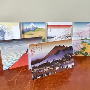 Japanese Greeting Cards Set of 6 Origami Paper Hokusai Design Cards Featuring 6 Japanese Block Print Images 4x6 Size PI004