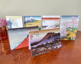 Japanese Greeting Cards Set of 6 Origami Paper Hokusai Design Cards Featuring 6 Japanese Block Print Images 4x6 Size PI004