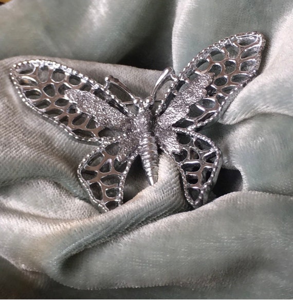 Vintage Sarah Coventry Butterfly Brooch Pin Silve… - image 6