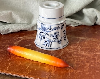 Vintage Blue Danube Candle Holder Rare Blue Onion Pattern Taper Candle Hurricane Lamp Base PC4707
