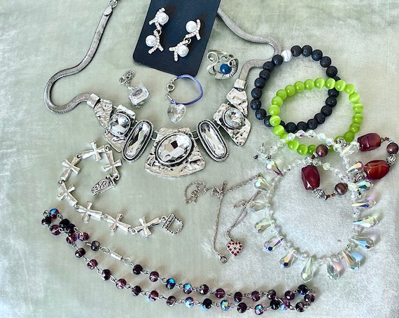 Jewelry Lot Set of 12 Various Necklaces, Bracelet… - image 1