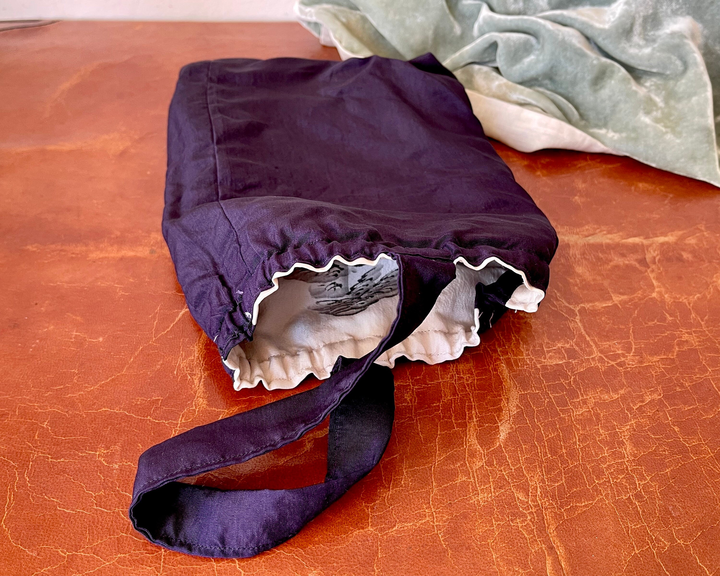 Japanese Silk Wrist Bag Hand Painted Sack Made With Organic