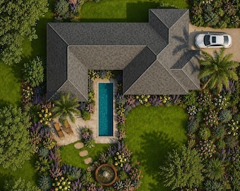 Design minimalista per una casa con cortile interno.