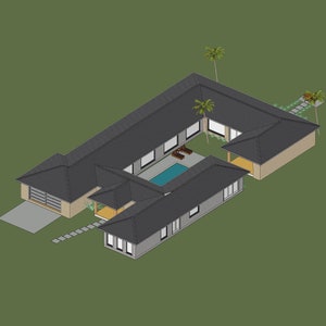 Binnenplaatshuis in resortstijl