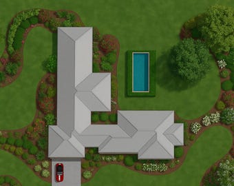L Shaped Home, Courtyard Home, Villa, Resort Style, House Plan, Hidden Room