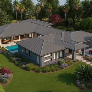 Casa con cortile in stile resort