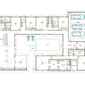 Courtyard Home, House Plan, Triple Garage, Villa, Resort Style image 2