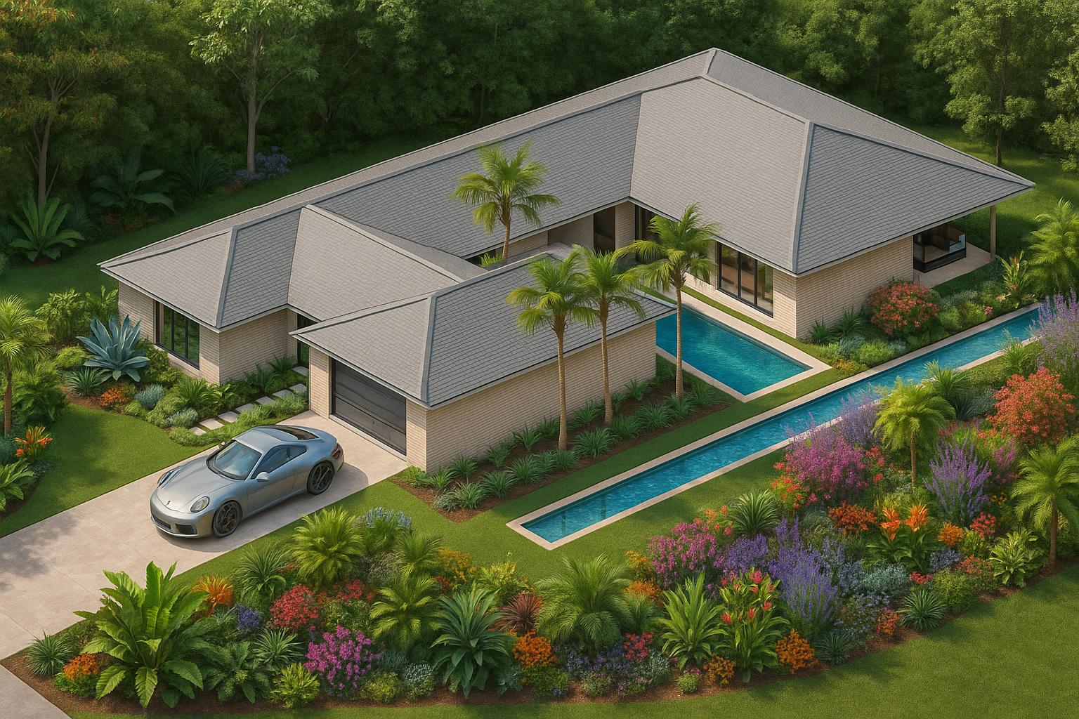 Courtyard Home 4 Car Garage Resort Villa Photo Inspiration