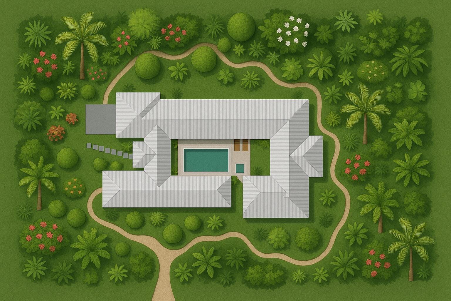Courtyard Home, House Plan, Concept Plan, Villa, Resort Style