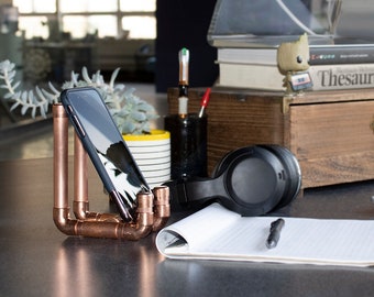 Copper or Wood and Copper Cell Phone Stand Tablet Stand
