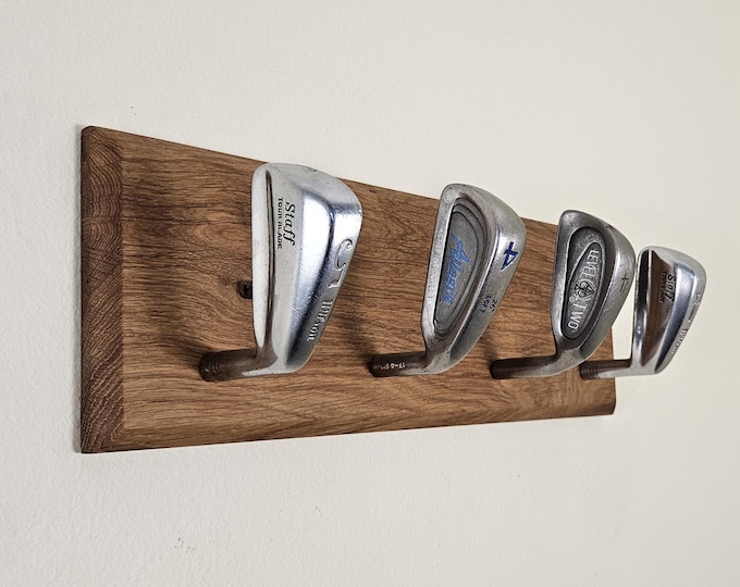 Golf Club 4 Hook Coat Rack or Hat Rack, Great Gift For Golfers, Towel Rack, Golf Coach Gift