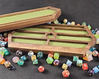 Walnut Dice Box with Dice Tray with Tablet Stand | Holds 6 Dice Sets | D&D Gift | Gamer Gift for RPG
