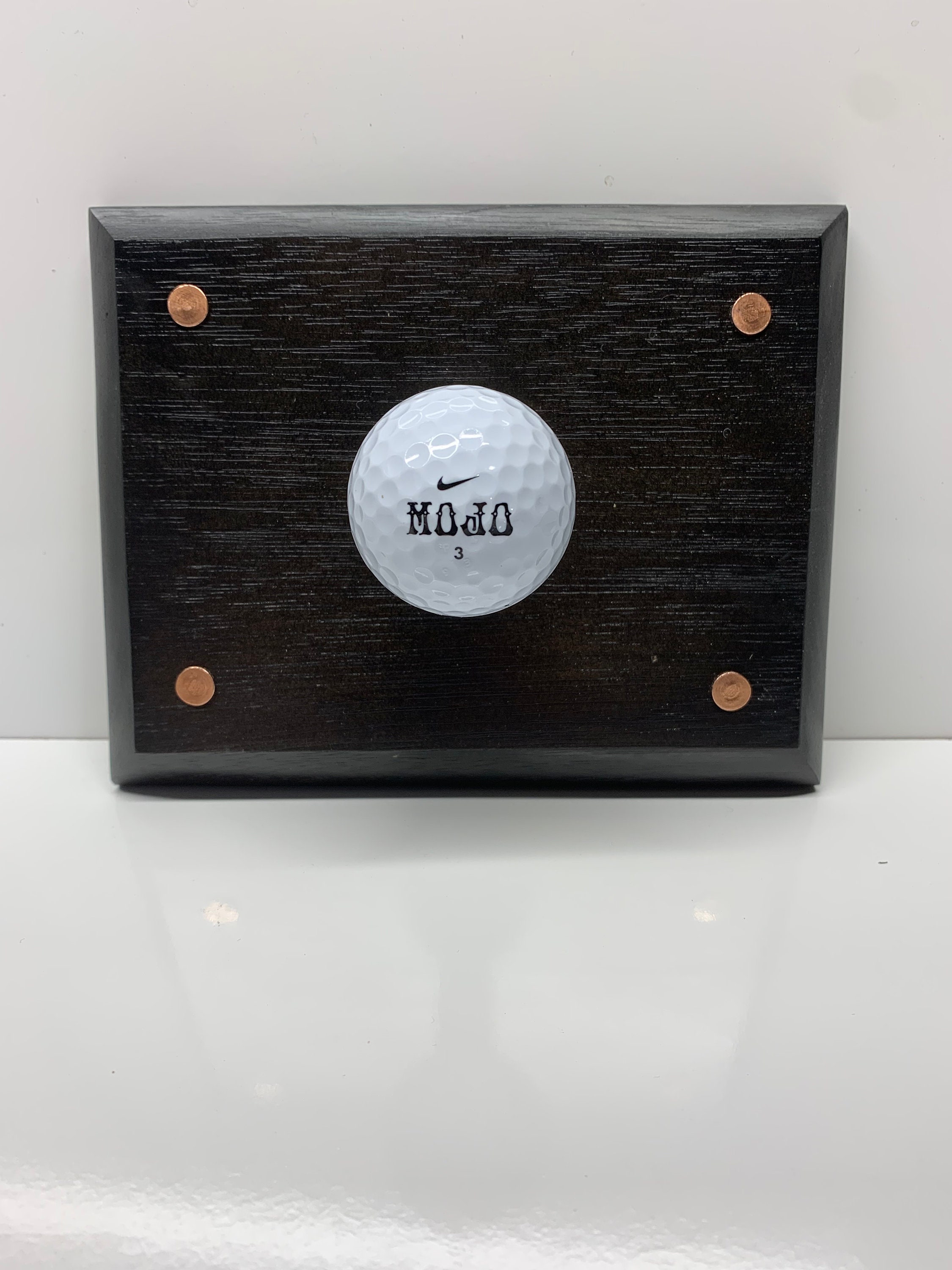 Golf Hat Rack, Coat Rack, Towel Rack Black Mahogany With Copper Accents. Great Gift for Golfer