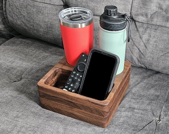 Couch Cup Holder and Remote Holder, Poplar Couch Caddy, Bed Remote Holder, Truck Cup Holder