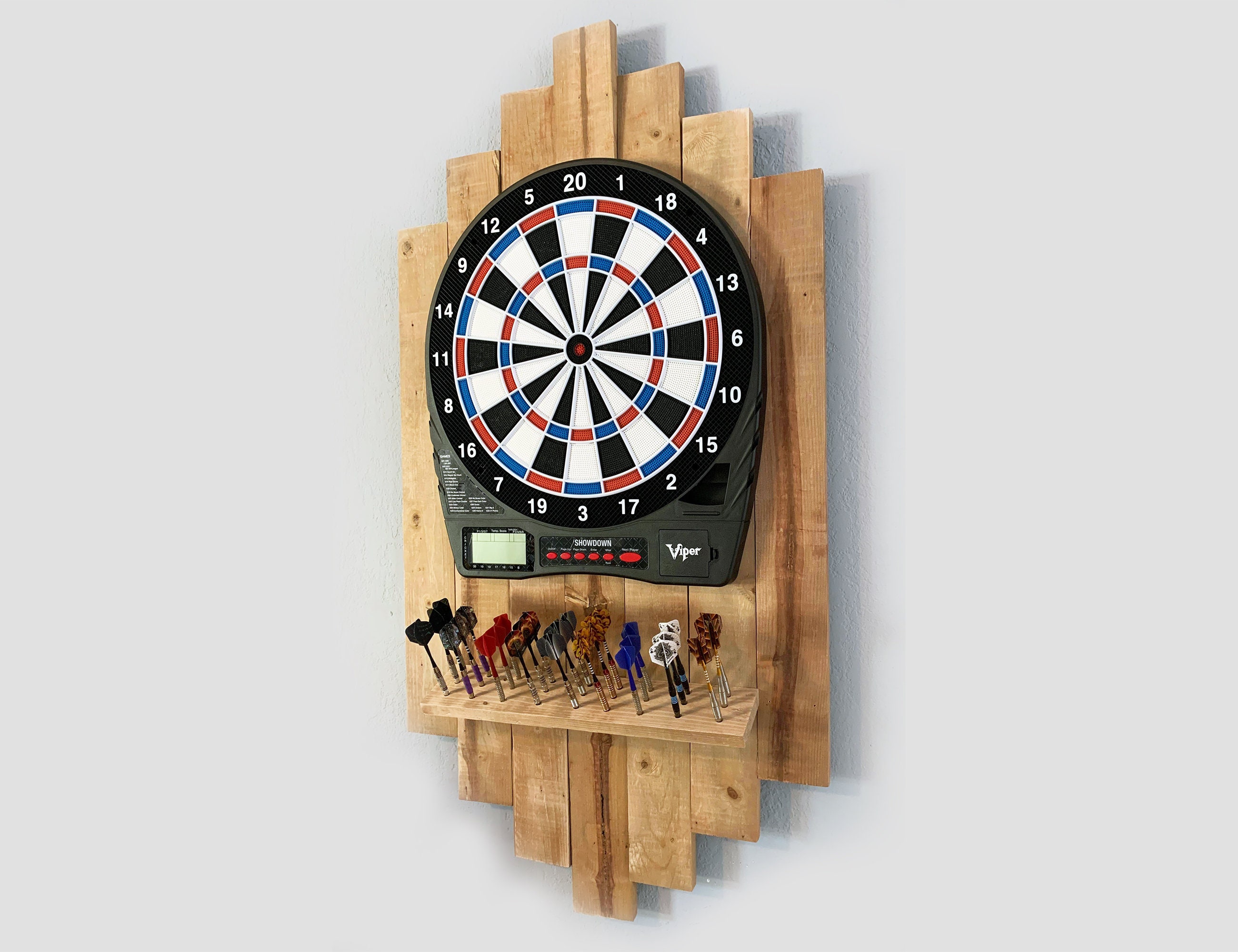 Dart Board Backdrop and Dart Holder. Wall Protector Cedar, Hickory or