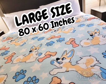 CUSTOM BLANKETS LARGE - High Quality, Ych, Character, Anime, Furry, Fursona, Any Style, Soft, Bedding, Throw