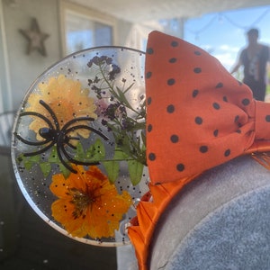 Halloween Resin Flower and Spider Cute and Creepy Mickey Ears