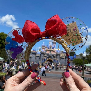 Resin Disneyland Opening Day Tickets Minnie Ears with Balloons