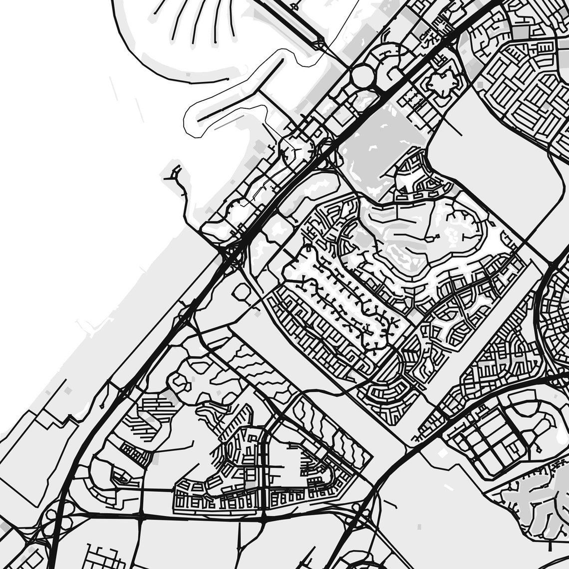 Map of Dubai, UAE Instant Download Printable Wall Art Black and White ...