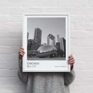 Chicago - sofort download druckbare Wandkunst - schwarz weiss Foto Stadtbild mit langen Details