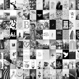 125pcs Black and White Wall Collage Set Boho Aesthetic, B&W Photo Gallery Kit, Trendy Aesthetic Teen Girl Dorm Room Decor, DIGITAL DOWNLOAD