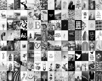 125pcs Black and White Wall Collage Set Boho Aesthetic, B&W Photo Gallery Kit, Trendy Aesthetic Teen Girl Dorm Room Decor, DIGITAL DOWNLOAD