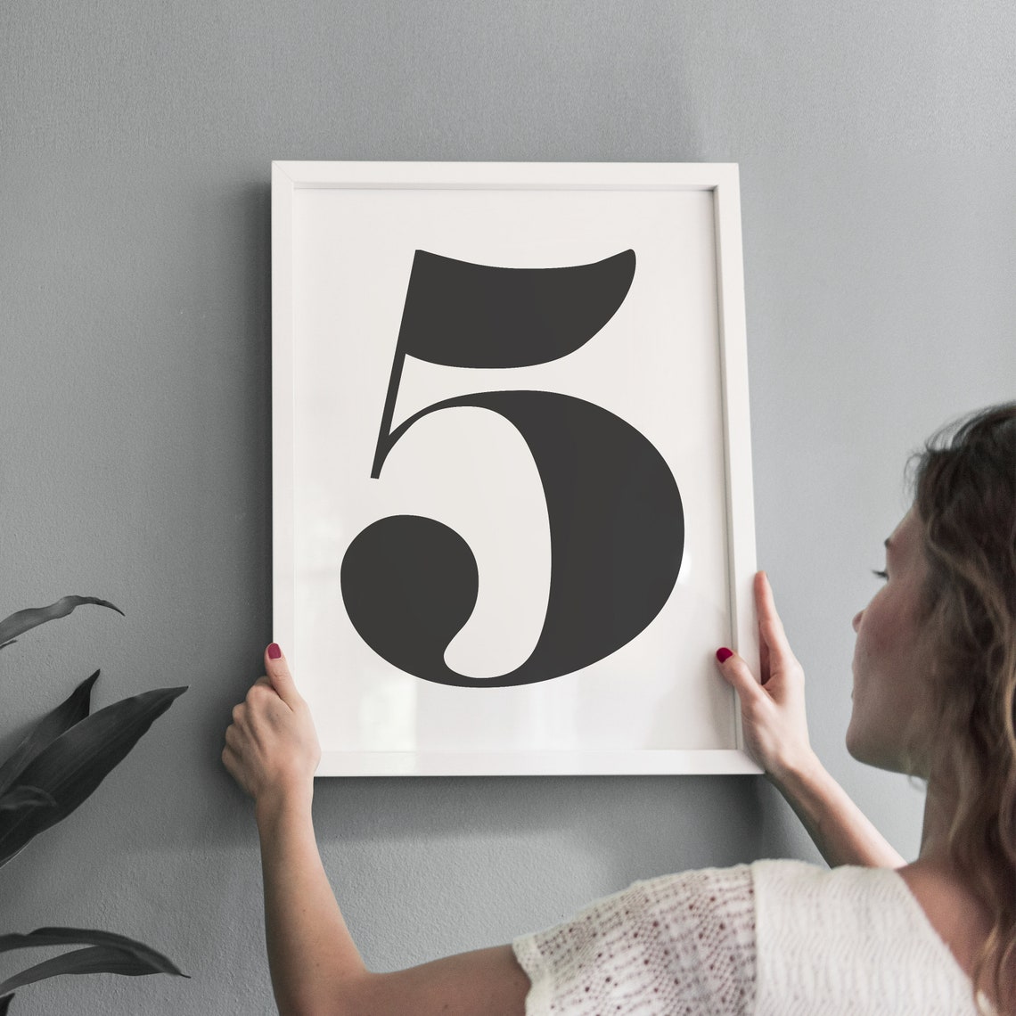 Big Number 5 - Instant Download Printable Wall Art - Black White ...