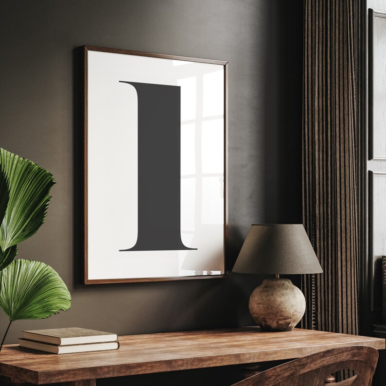 Big Initial Letter L - Instant Download Printable Wall Art - Black ...
