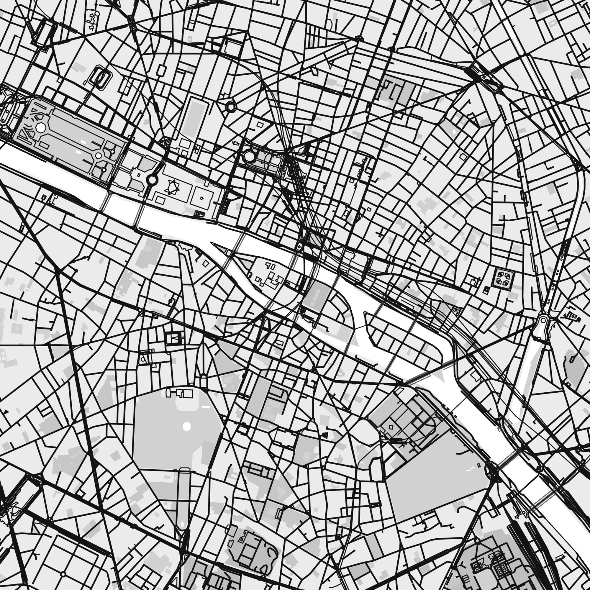 Map of Paris - Instant Download Printable Wall Art - Black and White ...