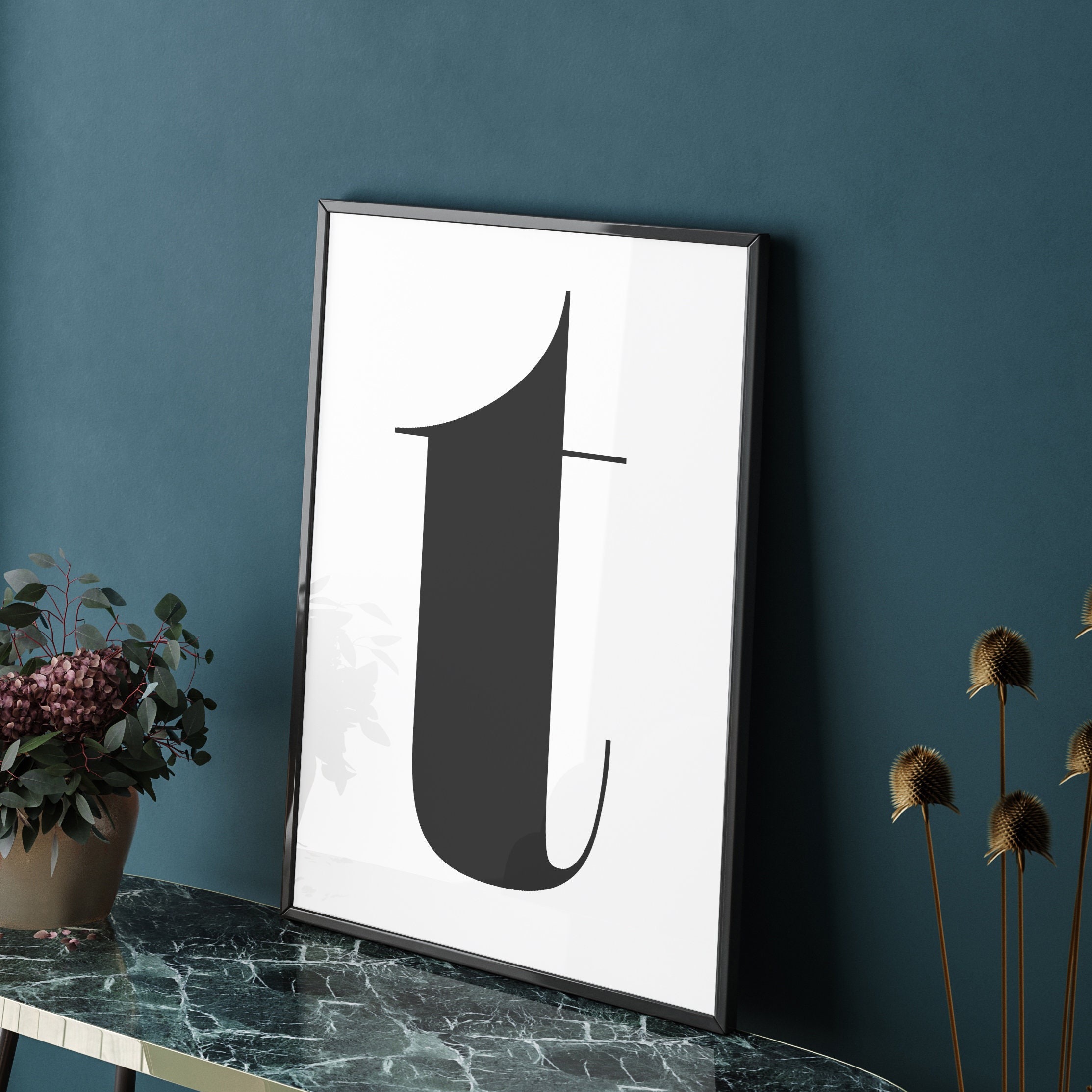 Big Initial Letter T - Instant Download Printable Wall Art - Black ...
