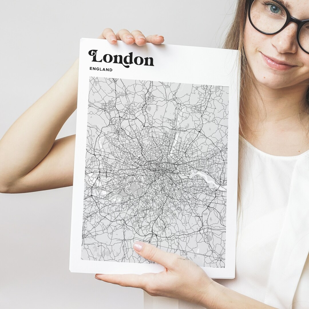Map of London - Instant Download Printable Wall Art - Black and White ...