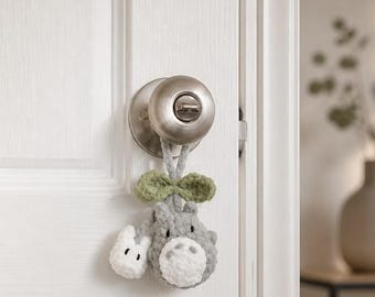 Crochet Totoro Car Charm, Handmade Ghibli Rearview Mirror Hanger, Amigurumi Bag Accessory, Soft Forest Spirit Plush, Unique Anime Gift for