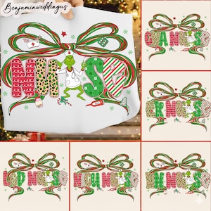 8つのファイル クリスマスナース PNGバンドル、コケットボウ RN クリスマス デジタルファイル、グリーンミーンガイナース PNG、NICUナース クリスマス映画デザイン