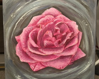 A3 Leinwand Gemälde von Pink Flower