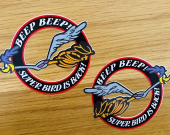 ROADRUNNER SET OF 2 Car Sticker Pair Super Bird Beep Plymouth Hot Rod Motorsport Horsepower Tuning Muscle Car Vintage Retro Mi359