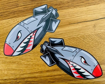 AIR BOMB Sticker Set of 2 US Airforce Shark Mouth Army Retro Flying Tiger Airplane Model Building Fun No War Anti Climate Motorsport Se57