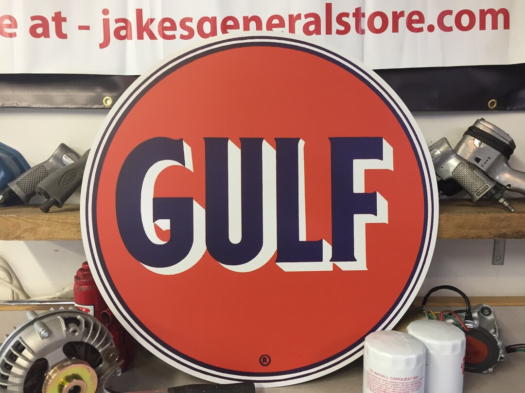Gulf Gasoline Round Metal 24″ Sign - Etsy