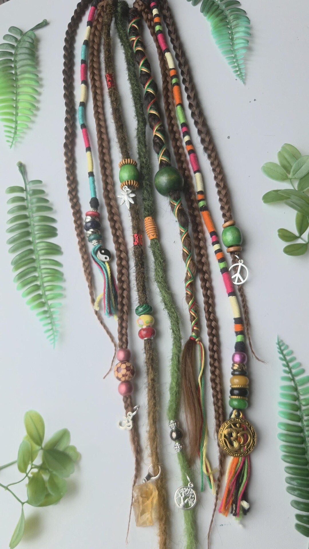 Rasta Hair Wrap, Dread & Braid Tie. 40-50cm Layered Lengths. Dark Brown ...
