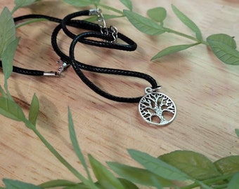 Tree of Life Pendant Necklace, Vegan Leather