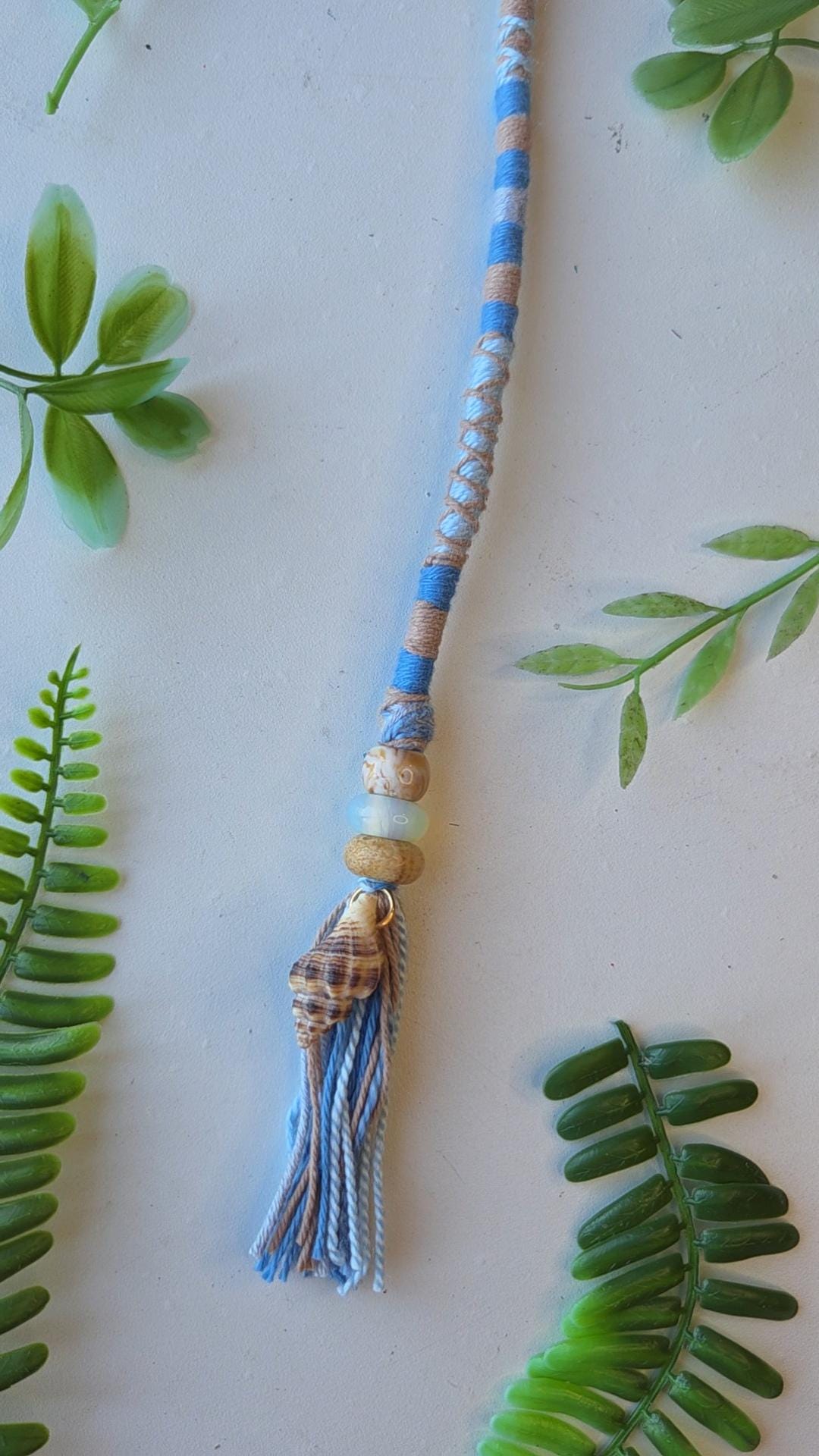 Seashell & Crystal Hair Wrap Extension With Opalite and Picture Jasper ...