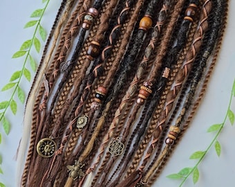 24 20-22inch Mixed Brown Dreadlock and Braid Pony. Long Brown