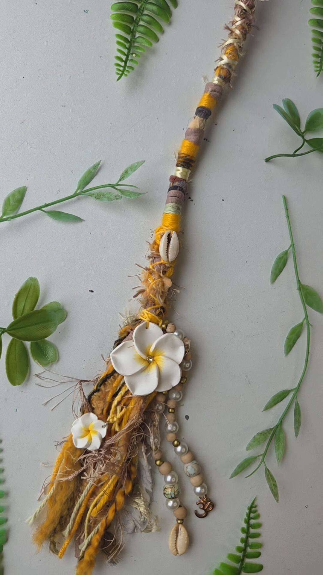 Cowrie Shell & Frangipani Hand Beaded Hair Wrap Extension. Beachy Style ...