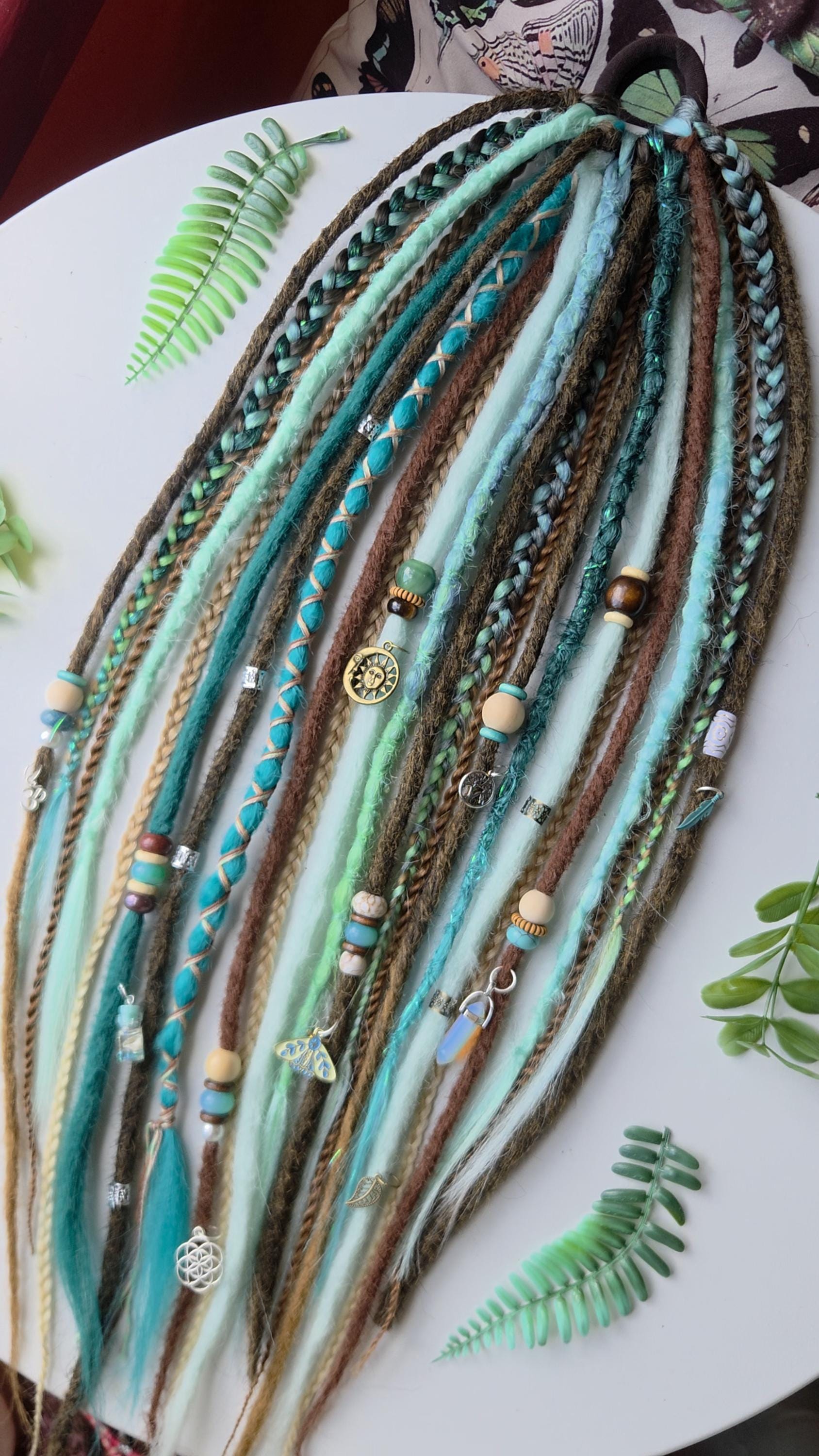 24 20-24inch Dreadlock Pony Tail. Long Aqua Teal Brown Dread Extensions ...